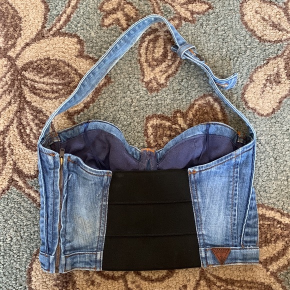 Guess Denim Bustier Crop Top - Picture 3 of 16
